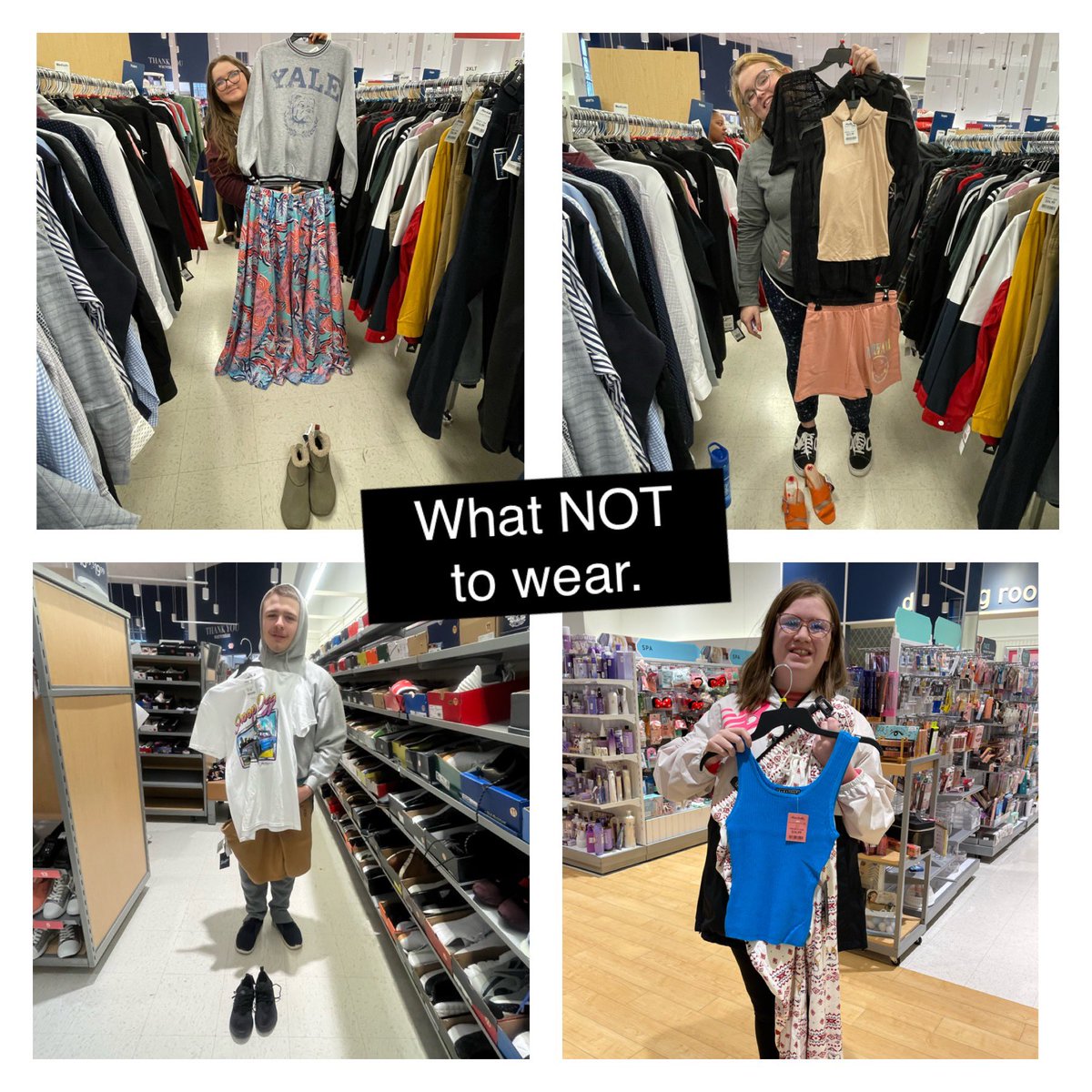 krhs_stand's tweet photo. The students did a great job at the Marshall’s Community Access Trip (CAT) selecting what to wear and what NOT to wear to a job interview. #Whattowear #WhatNOTtowear #Interviewing #Jobskills #CommunityAccessTrip #ChooseToInclude #interviewattire https://t.co/82peQBCUWV