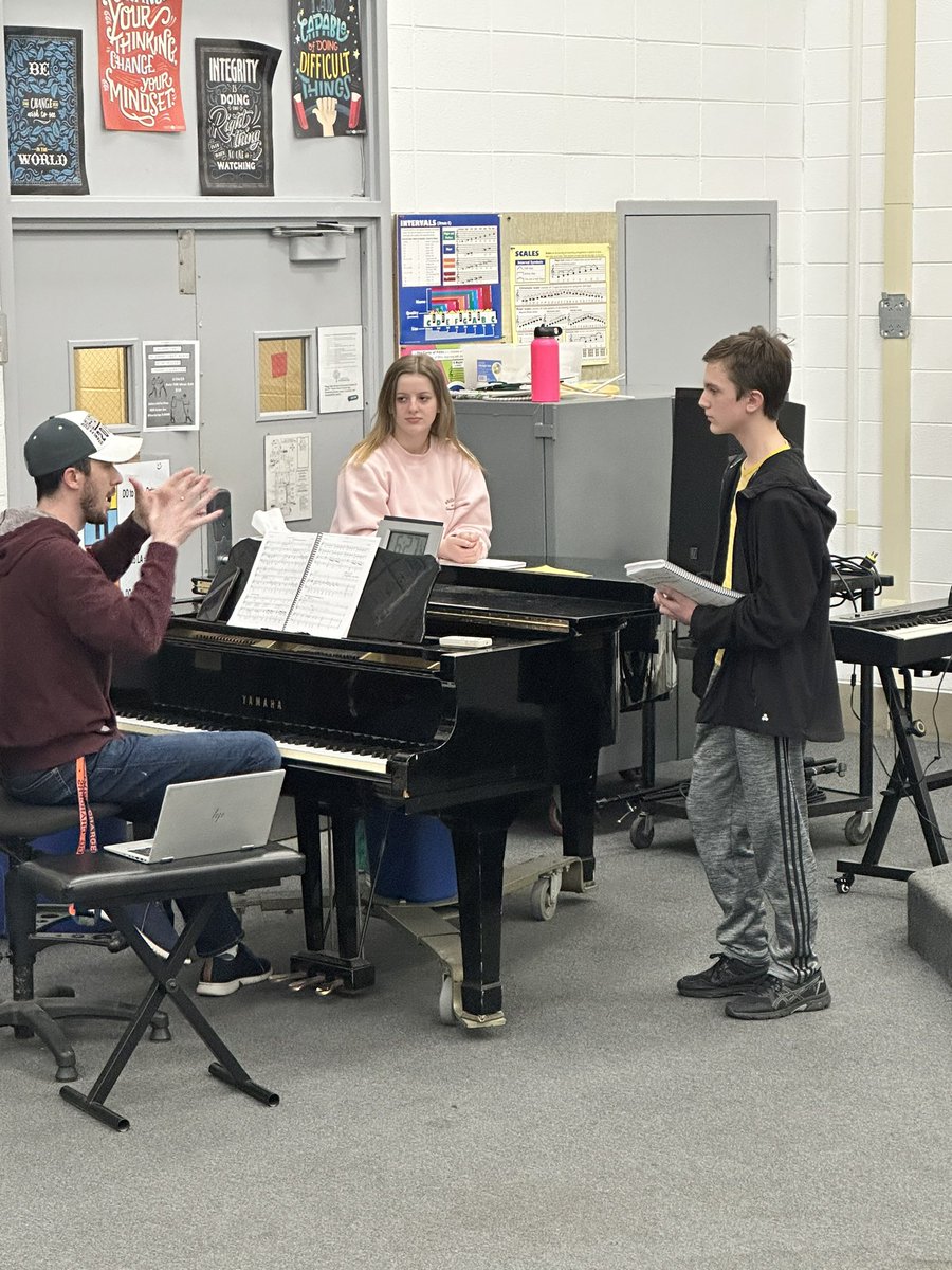 StaggMusical's tweet image. Rehearsal time for Pearl and Mr.Krabs.