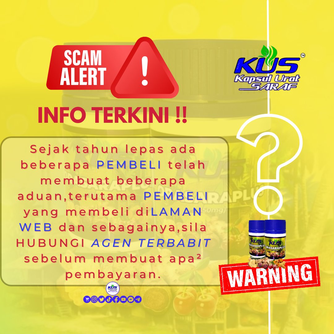 kapsul_US_ori's tweet photo. ADAKAH ANDA PEMBELI KUS?
Perhatian ini untuk bakal pelanggan dan pelanggan herba Kapsul Urat Saraf Original sahaja.
#kus
#kusori
#kapsul
#kusoriginal
#kapsuluratsaraf
#kusorasaraplus
#kusrollonlengoo
#kussabunherbatemurun
#HerbaKesihatan
#BahayaProdukTiruan https://t.co/3MIemKk90g