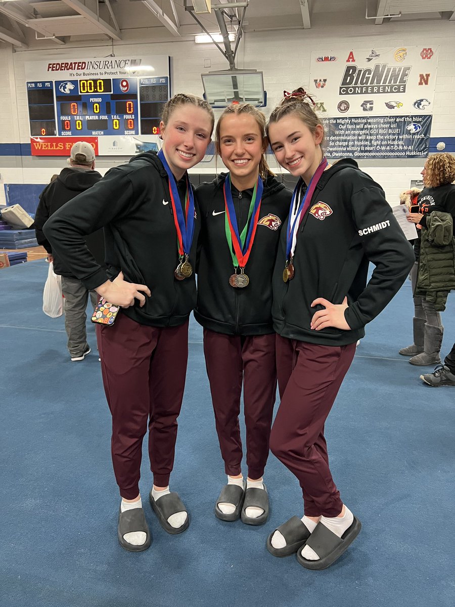 LSHS_Cougars's tweet photo. Alexa Drew (1st), Ella Erickson (2nd), and Autumn Schmidt (3rd) swept the All-Around. “The Squad” also took home individual section championships on vault (Alexa Drew), bars (Autumn Schmidt) and floor (Ella Erickson). Team took 2nd. #gocougars https://t.co/aCQISeZiml