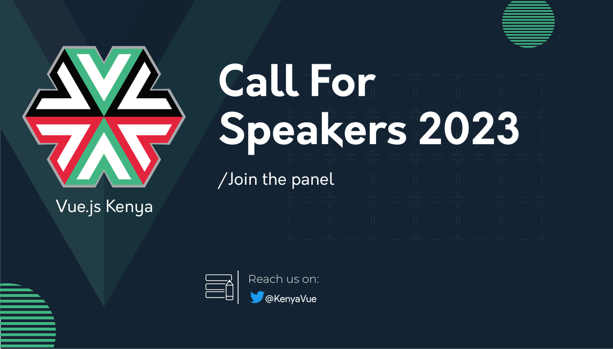 KenyaVue's tweet photo. We're thrilled to finally announce the start of the Vue.js Kenya Meetup 2023 season! We're calling out to all to join us in making this season one to remember! 
Now is the perfect chance for you to step up to the mic and become a speaker!
Fill out our https://t.co/H8sG0J0UTp form https://t.co/YhZ9TThdbX