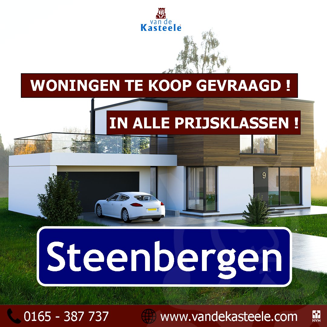 Huis verkopen? Wij zoeken in Steenbergen woningen in alle prijsklassen. BEL 0165 - 387737 en wij maken graag een afspraak voor een vrijblijvend gesprek #Steenbergen #huisverkopen #vandekasteele #NVM #makelaar #funda
