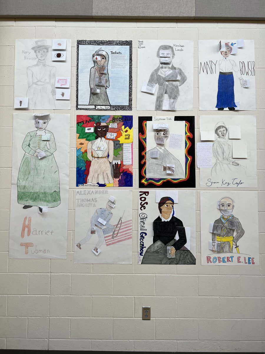 MrsLDavis's tweet photo. This week our 8th Graders at @MBPollard created “X-Ray Profiles” for people involved in the American Civil War and I was SO impressed with the final products! I’m so thankful to have an amazing PLC partner like @ilengelb to do innovative projects with. https://t.co/BzDYcpEn8P