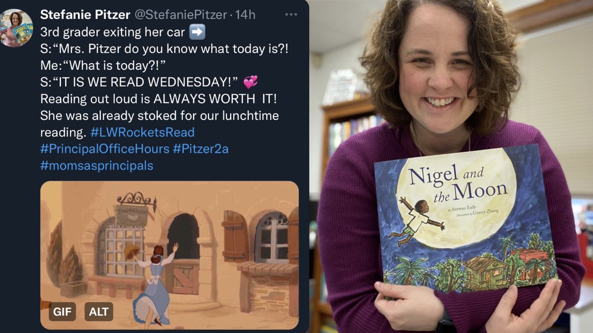 This was the best possible way to start Wednesday! 💞📖 Not to mention the book @MrSchuReads gifted me at #IDEAcon was the absolute perfect book to share w/ my readers. Thank you Mr Schu for making it the best We Read Wednesday Yet! #LWRocketsRead #Pitzer2a #Principalsinaction