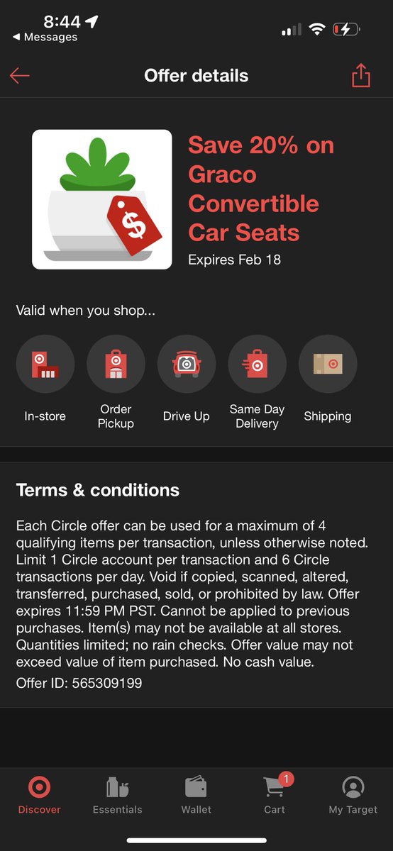 sazzysays's tweet photo. @AskTarget hey folks! I’m trying to see why I don’t have a Target Circle offer for 20% off Graco convertible car seats but others around me do. Can you assist? https://t.co/gJjbIGwD7m