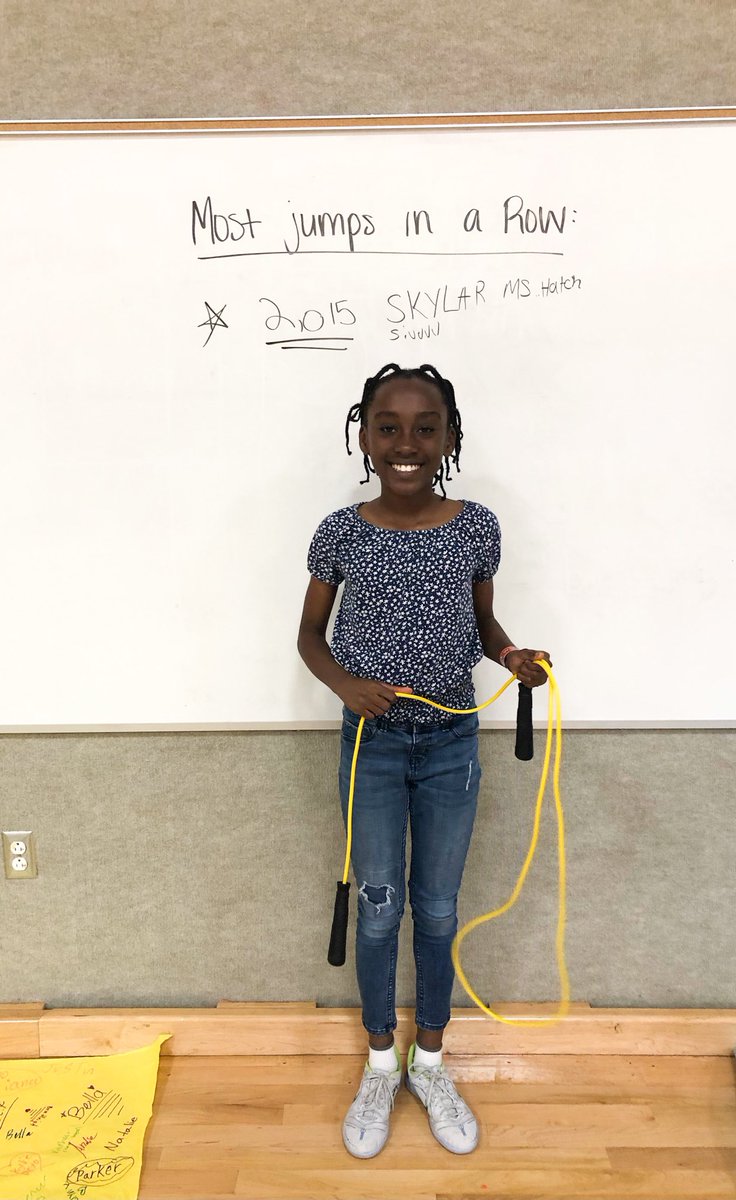 We’ve got a 4th grade ROCKSTAR!  She did 2,015 consecutive jumps today in class. This young lady surpassed any goals we set for her this week in PE!  👏🏼👏🏼👏🏼 Talk about determination. 

#ThePrestonPride #HearUsRoar #jumprope