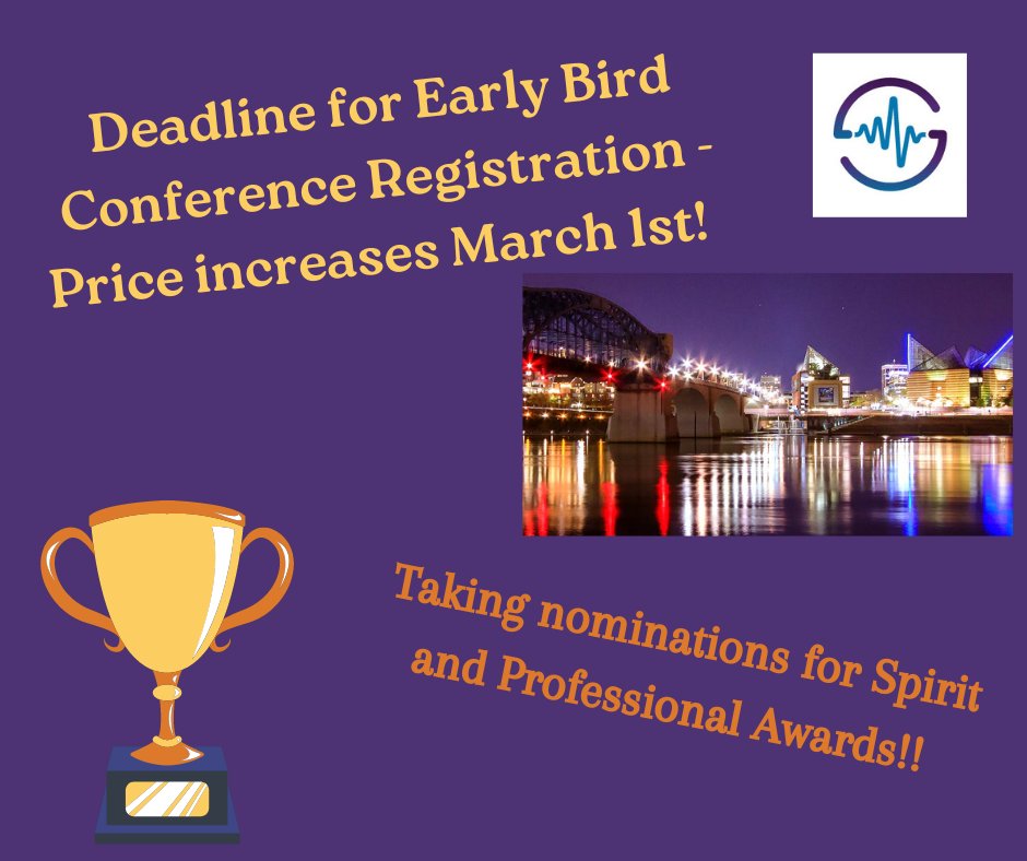 Early Bird Registration & Award Nominations 🏆 - mailchi.mp/03e105033a48/e… Early Bird Registration ends on MARCH 1st! Now taking nominations for the Spirit and Professional Awards!