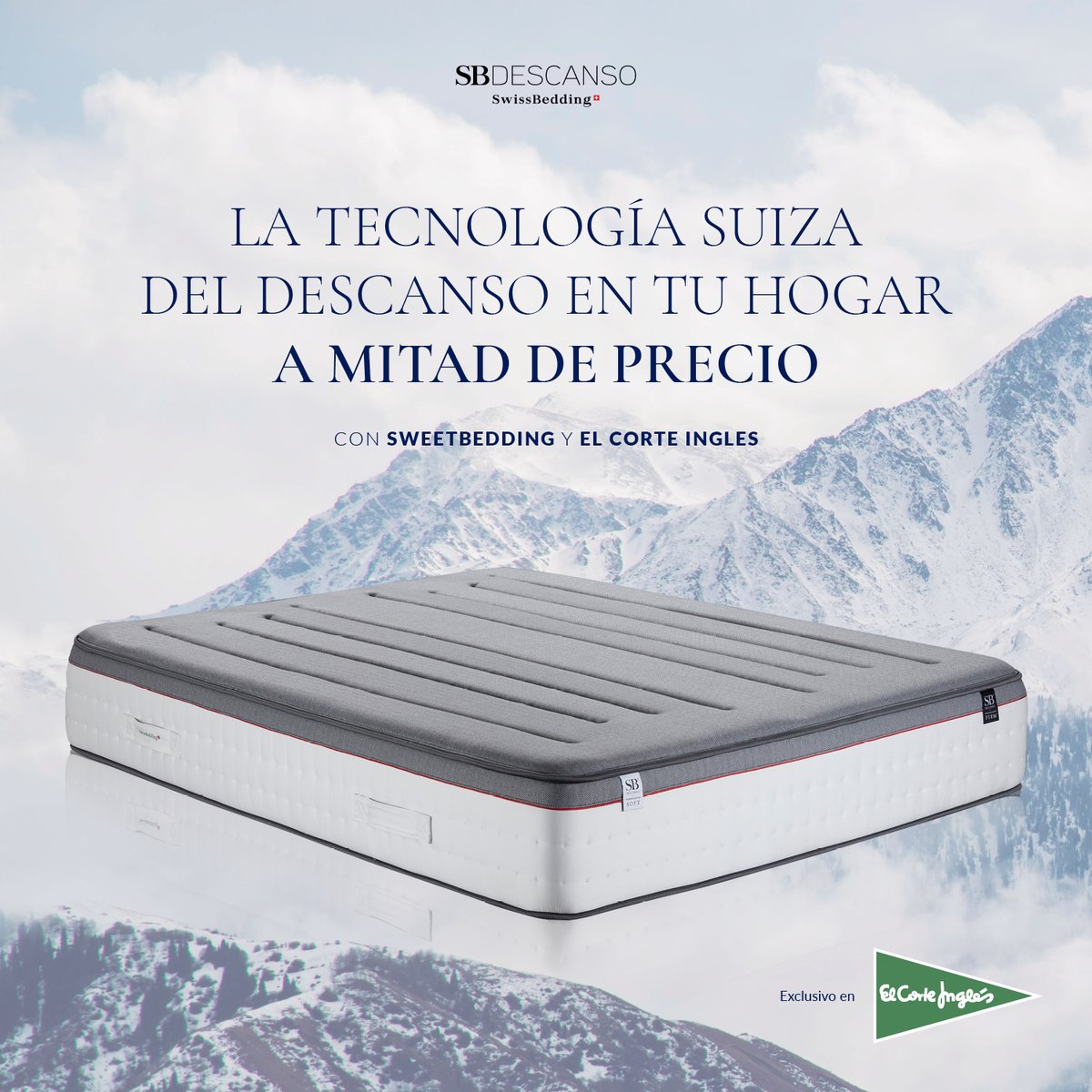 SBdescanso's tweet photo. Este invierno, invertir en tu descanso va a ser la decisión más sencilla.

¡Tu colchón viscoelástico premium con un 50% de dto en @elcorteingles!

Y disfruta de descuentos del 25%, 30% y 35% en todos los productos Sweetbedding.
#SbDescanso #SuizaSelection
https://t.co/ALC7dP7CEZ https://t.co/AOh4pJzN8E