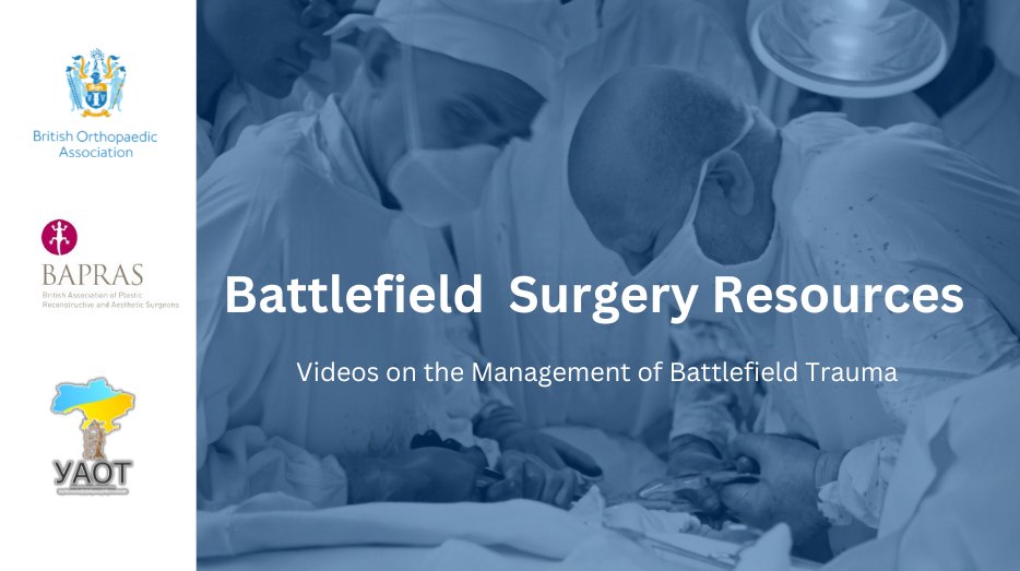 BOA (@britorthopaedic) on Twitter photo The BOA has created videos on management of battlefield trauma to support surgeons worldwide working in military conflicts. They are based on webinars with <a href="/BAPRASvoice/">BAPRASvoice</a> and YAOT to help those operating in the Ukraine conflict. Find more at boa.ac.uk/battlefield-su⦠#orthotwitter The BOA has created videos on management of battlefield trauma to support surgeons worldwide working in military conflicts. They are based on webinars with <a href="/BAPRASvoice/">BAPRASvoice</a> and YAOT to help those operating in the Ukraine conflict. Find more at boa.ac.uk/battlefield-su⦠#orthotwitter