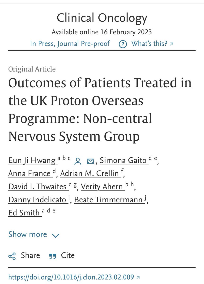 The #NHS vision of a national longitudinal database while developing a concurrent trial portfolio is bearing fruit. Here we report #clinicaloutcomes on the largest cohort of real world patients treated with #protonbeamtherapy for non-CNS tumours authors.elsevier.com/sd/article/S09…