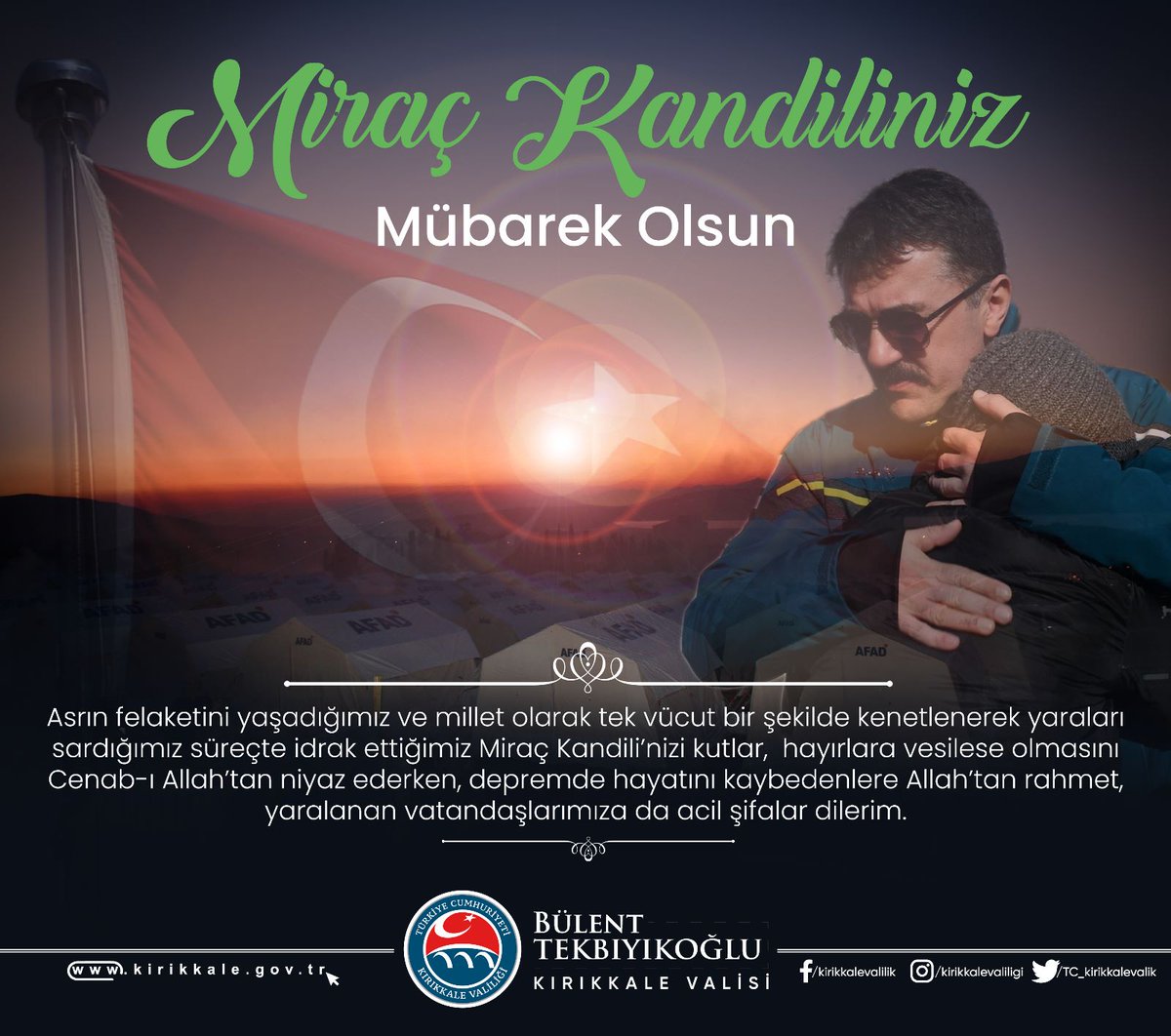 Kırıkkale Valiliği on Twitter "Vali Bülent Tekbıyıkoğlu Miraç Kandili