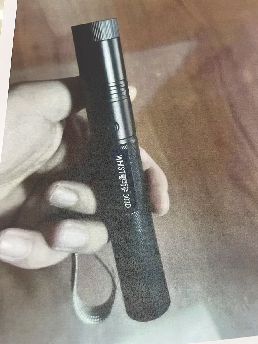 ABSCBNNews's tweet photo. Chinese Ambassador Huang Xilian shows photos of the kind of hand-held laser speed detector and greenlight pointer allegedly used by Chinese Coast Guard, says these are readily available online and insists Chinese Coast Guard ship is not equipped with military grade laser. https://t.co/SqmOKPKt0Y