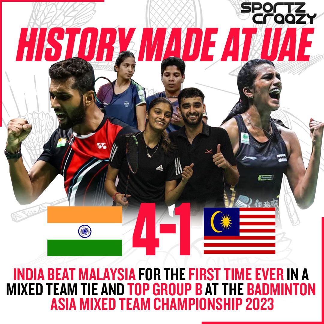 They will face Hong Kong in the quarter-finals. 🔥🇮🇳

#BATMC2023 #BadmintonAsia #pvsindhu #bwfbadminton #badmintonasia #bwfworldtour #LakshyaSen #sainanehwal #kidambisrikanth #hsprannoy #bwfworldchampionships #badmintonplayer #indianathlete #malaysiaopen2023 #sportzcraazy