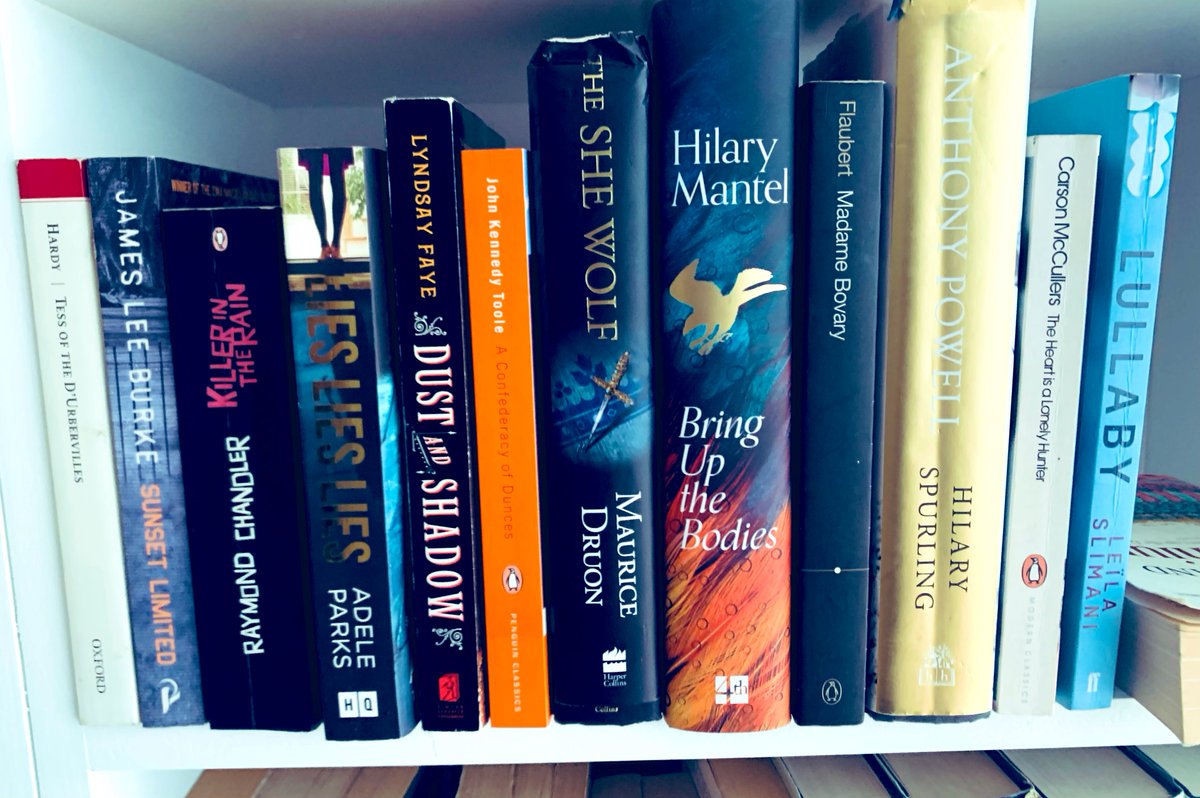 StigAbell's tweet photo. It’s the Friday Random Shelf Game.  You can pick one book to read today from this group, what do you go for? https://t.co/33vZU28kiB