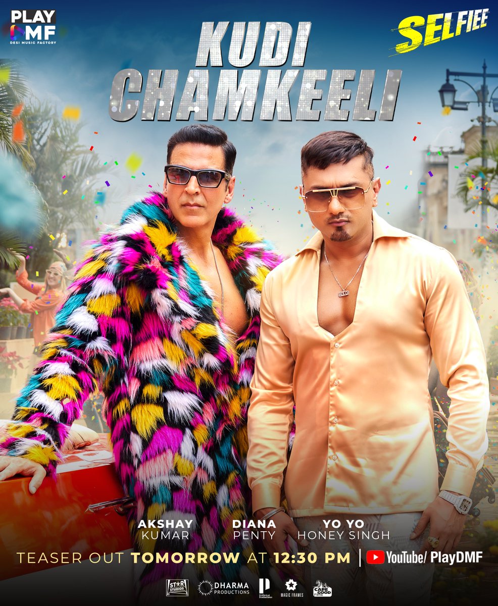 asliyoyo's tweet photo. We coming again !! 
Singer lyrics music urs YoYoHoneysingh .
#KudiChamkeeli Teaser Out Tomorrow 

#Selfiee in cinemas, on 24th Feb.🎬
@akshaykumar  @DianaPenty  @therealemraan99  @Nushrratt  #karanjohar #apoorva @starstudios_ @AnshulGarg80 @AzeemDayani @RdmMedia #CapeOfGoodFilms https://t.co/AOGTC1LOYu