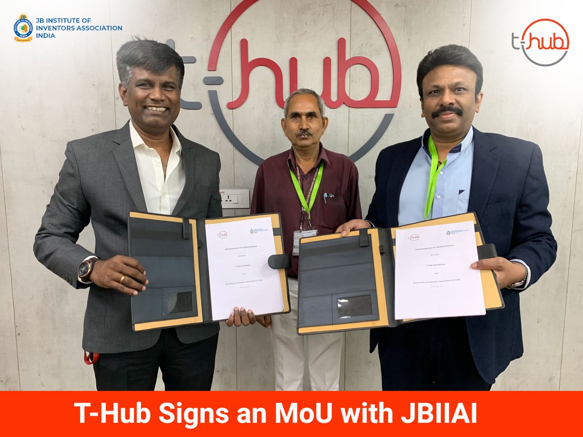 THubHyd's tweet image. #THub signs an #MoU with J.B. Institute of Inventors Association India for #KickstartProgram commencement &amp;amp; #IncubatorCenter establishment. 

T-Hub aims to transform #education and create opportunities for the #NextGeneration of changemakers.

#InnovateWithTHub