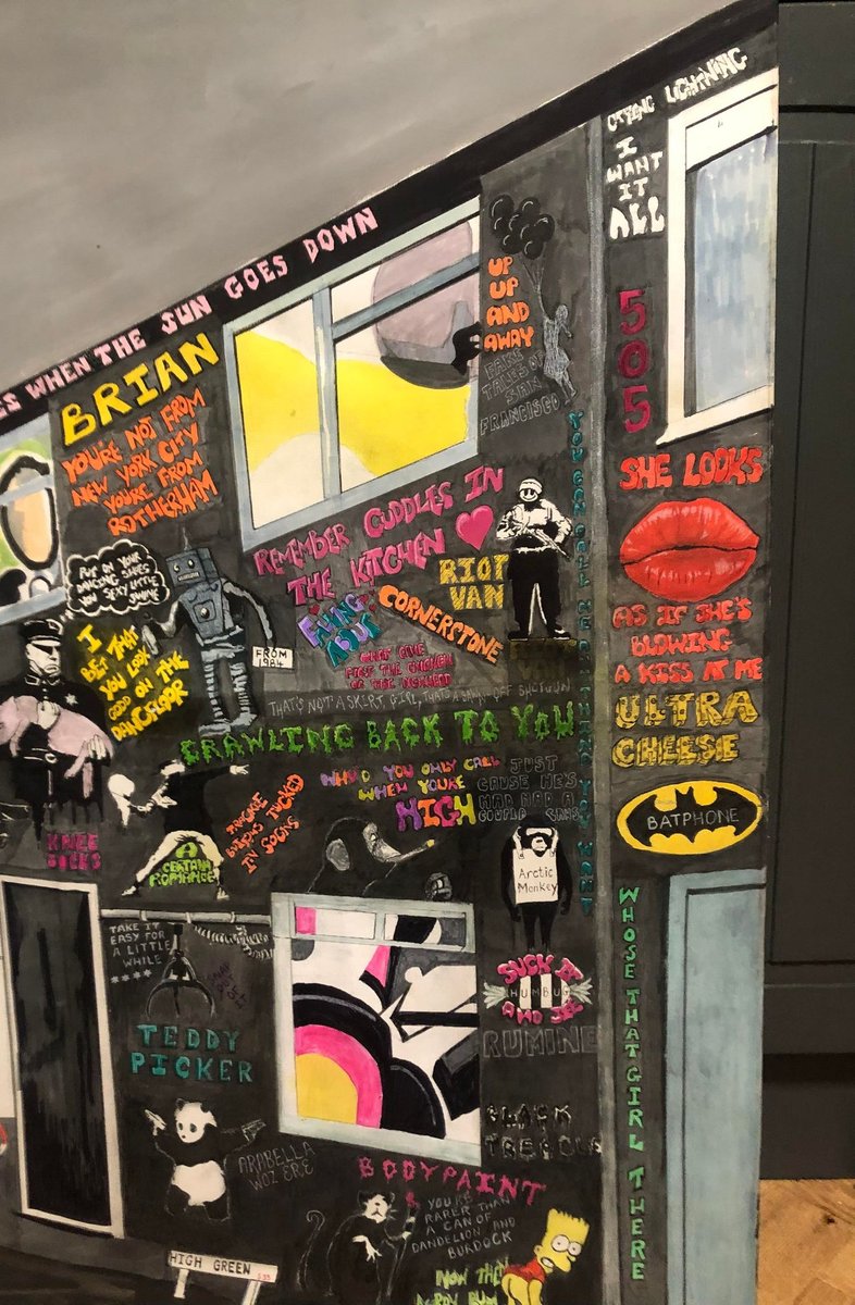 JanetHalmshaw's tweet photo. Currently working on arctic monkeys piece. #arcticmonkeys #nickomalley #alexturner #matthelders #music #vinyl #albumcover #graffiti #nft #anime #popart #insie #rockmusic #vinyladdict #art #painting #band #bands #sheffield @ArcticMonkeys https://t.co/4k1gI288f5