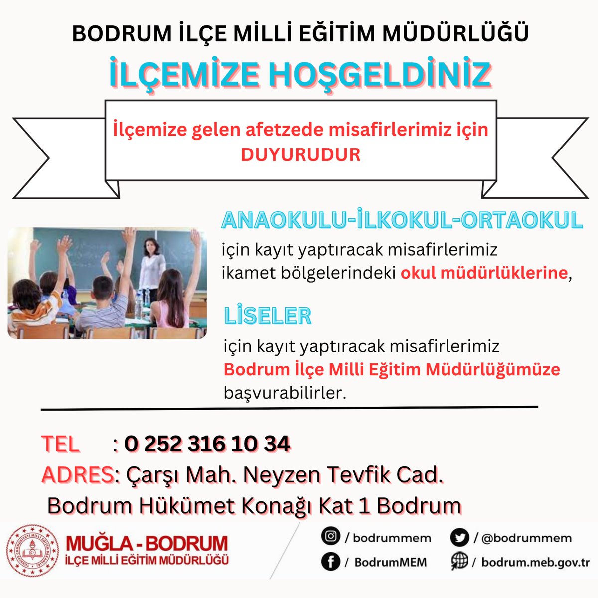 İlçemize afet bölgesinden gelen misafirlerimiz için DUYURUDUR

@bilgehanbayar38 <a href="/tcmeb/">Millî Eğitim Bakanlığı</a> <a href="/mugla_mem/">Muğla İl Millî Eğitim Müdürlüğü</a> <a href="/emrecay55/">Emre ÇAY</a> <a href="/AldalBulent/">Bülent Aldal</a>