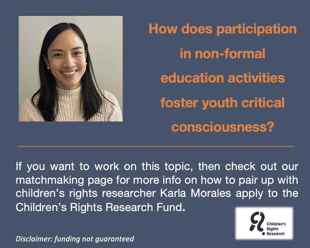 marieke_hopman's tweet photo. Example nr2: you could do #Childrensrights research with Karla Morales! 
📢 Funding opportunity! Are you a 
@MaastrichtU staff member or student? The CRR Fund is offering you the chance to pair with experienced researchers &amp; apply for grants of €5.000!
https://t.co/4rPxw2LddW https://t.co/RLb8h6NXQJ