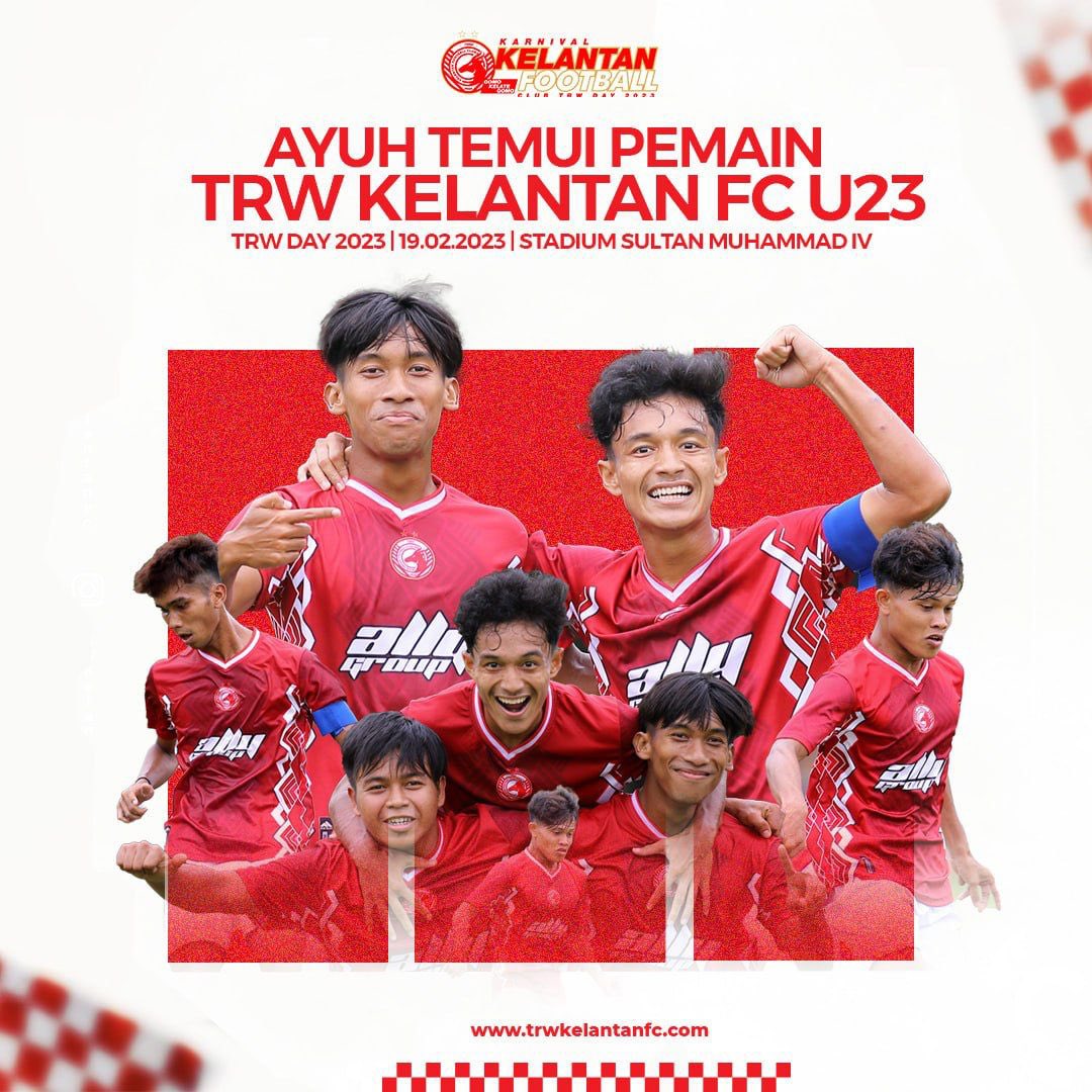 Jangan lepaskan peluang untuk beramah mesra bersama pemain TRW Kelantan FC U-23 sempena Karnival TRW Day 2023 yang bakal julung kali diadakan pada 19 Februari 2023.

▶️ live.trwkelantanfc.com

#ThePowerOfGomoMindset #TRWSelamanya #GomoKelateGomo #Zamburger #unclezambox #trwday