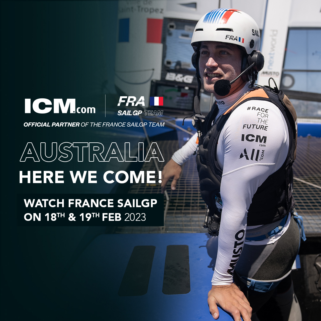 ICMCapital's tweet photo. Sail away with ICM & france sailgp this weekend!
Wishing all the best to all our team.
#tradewithicm #SailGP #SailGPFRA #poweredbynature #partnership #sponsorship #sailingboat #sailingredefined #australiasailing #australiasailgp https://t.co/yyORyUtJaF