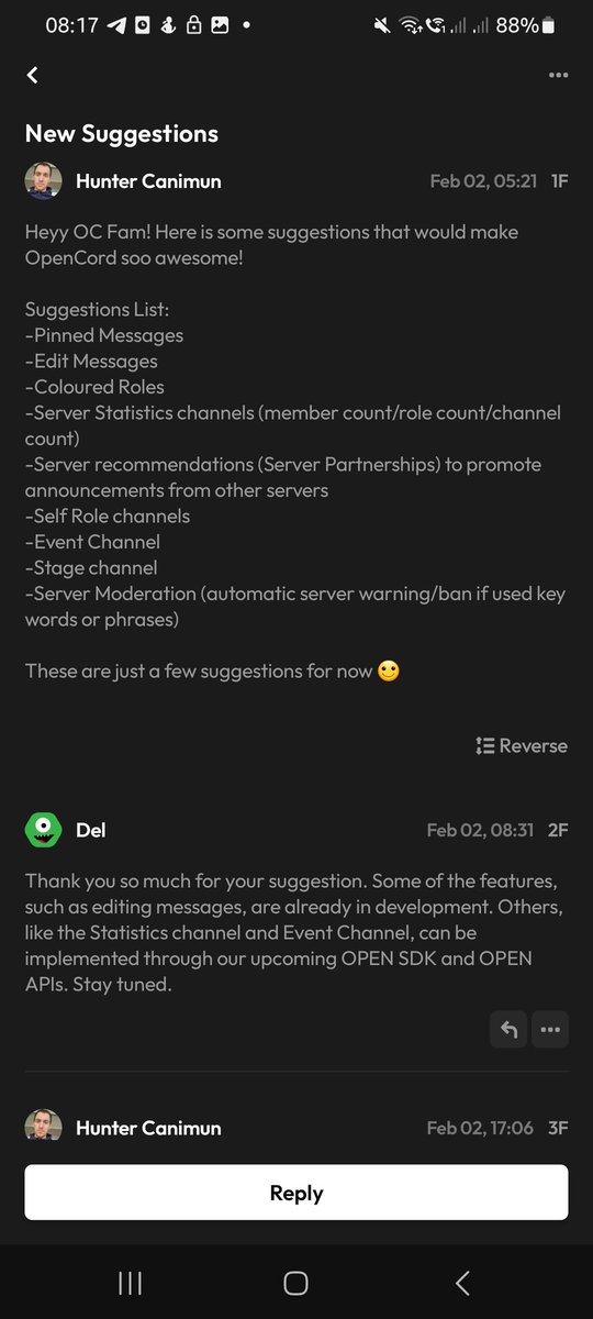 _Parallex_'s tweet photo. Heyy #opencord fans! 

Let's help @opencorddotxyz #build their #OC #platform by making some new #suggestions and #features 

I got a few suggestions started. Let's see what everyone else can come up with

Let's build together! 

OC #community server: https://t.co/xZJPCqJZYx https://t.co/79D4SKD35D
