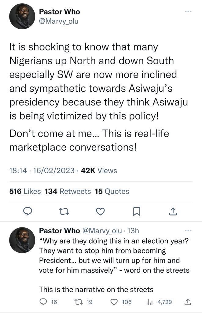 ⁦@APCPresCC2022⁩ 

The APC as a party and the APC Govs in particular (at least those who went to court on the redesigned currencies) should be rest assured that Providence seemed to have favored them already….