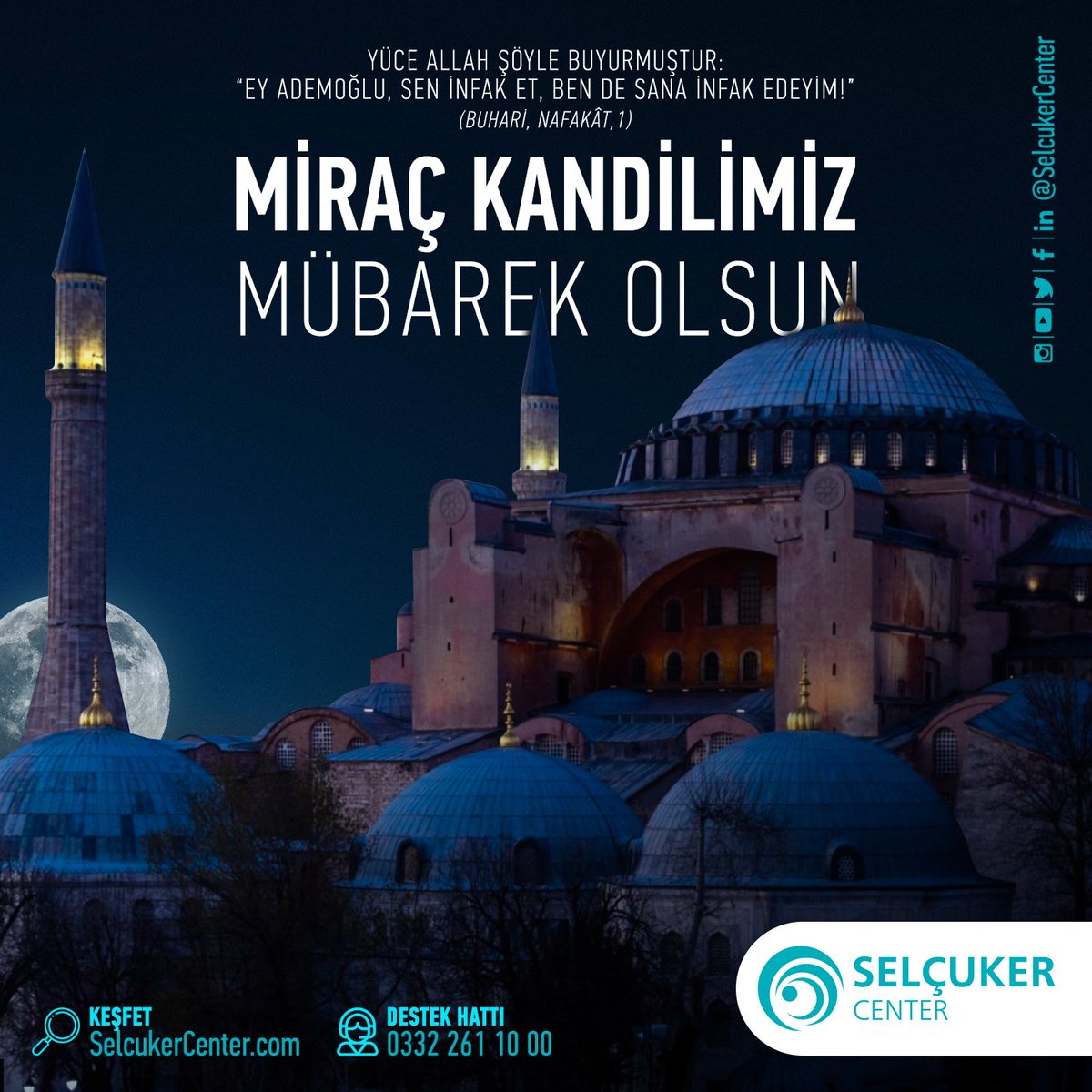 Miraç Kandilimiz mübarek olsun. Bu zorlu günlerde ülkemize, milletimize, İslam alemine huzur, barış ve kardeşlik getirmesini temenni ederiz.

Selçuker Center Alışveriş Merkezi
📍 Parsana Mh Kaletaş Cd No 2 Selçuklu / Konya

#Selçukerdeyiz #Konya #SelçukerCenter #AVM #MiraçKandili