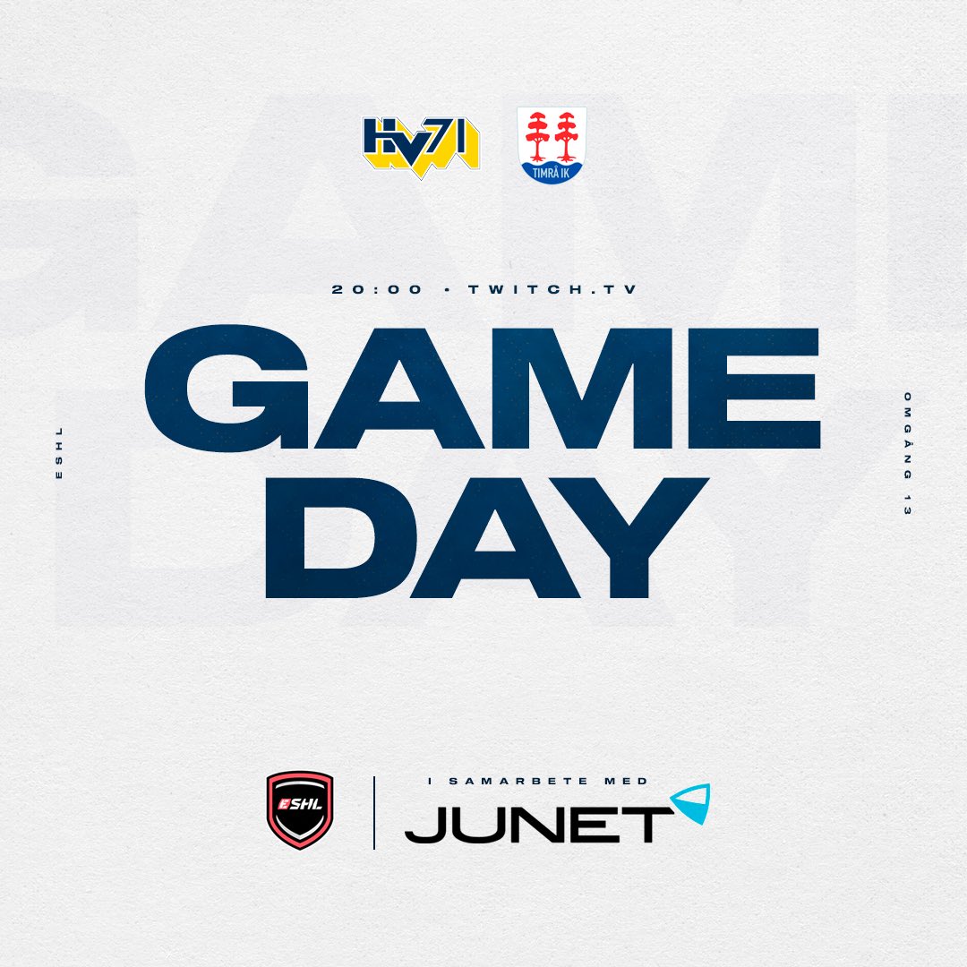 Gameday!

🆚 Timrå IK
🕗 20:00
📺 twitch.tv/eshlse3

#HV71