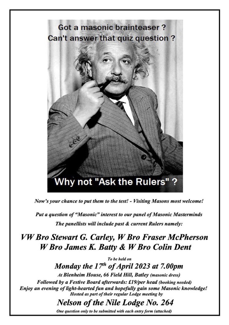 Something a little bit different. Book early for this special event at Blenheim House, Batley. #Freemasonry