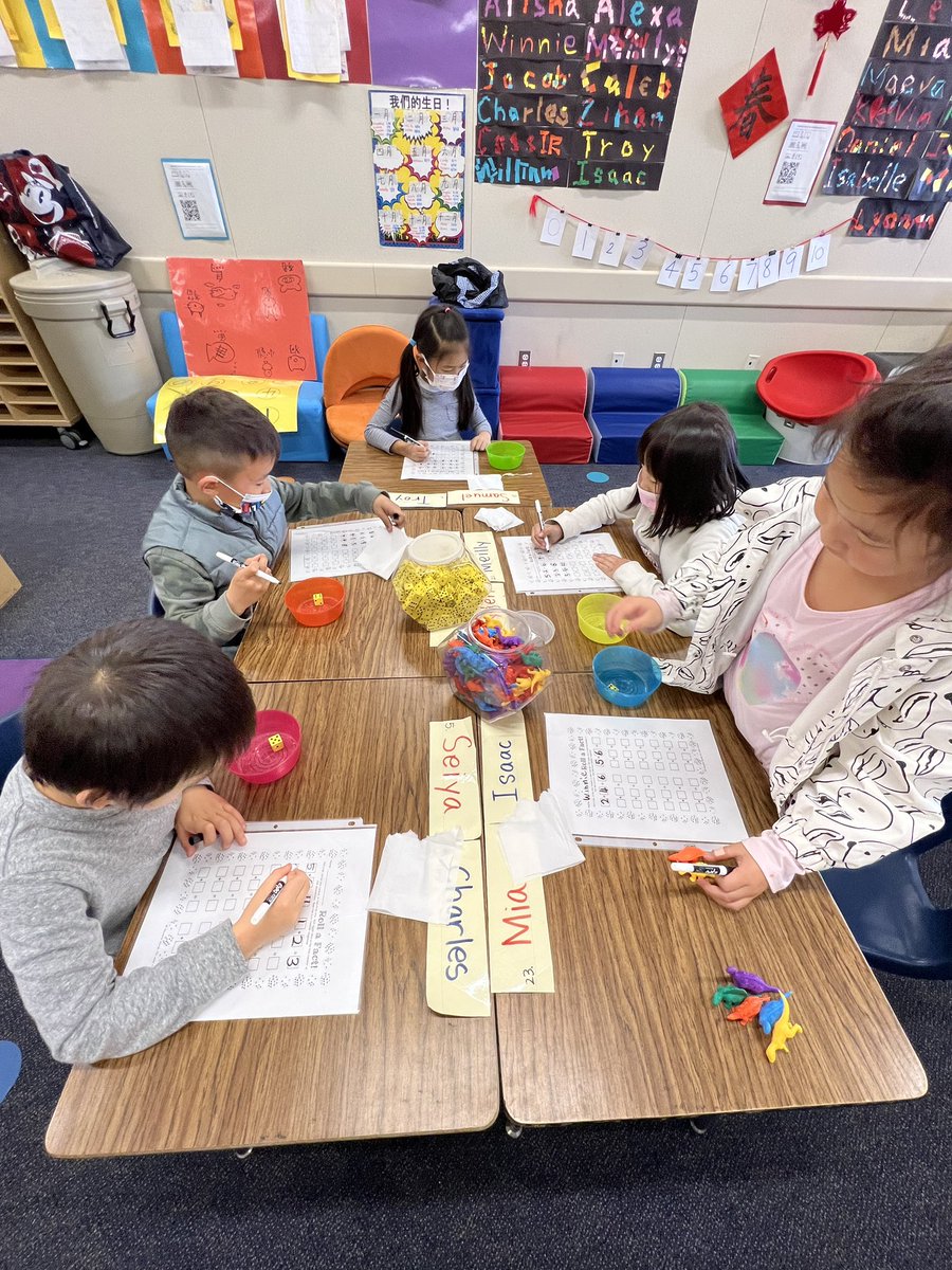 MsMayFu221's tweet photo. Math reinforcement, mandarin character review with molding foam, content review with fun posters, and magnetic tiles while I work on reading/writing with a small group. I love center time!@RowlandSchools #dualimmersion #weareRUSD #Mandarindual https://t.co/zEpvWMB7JX
