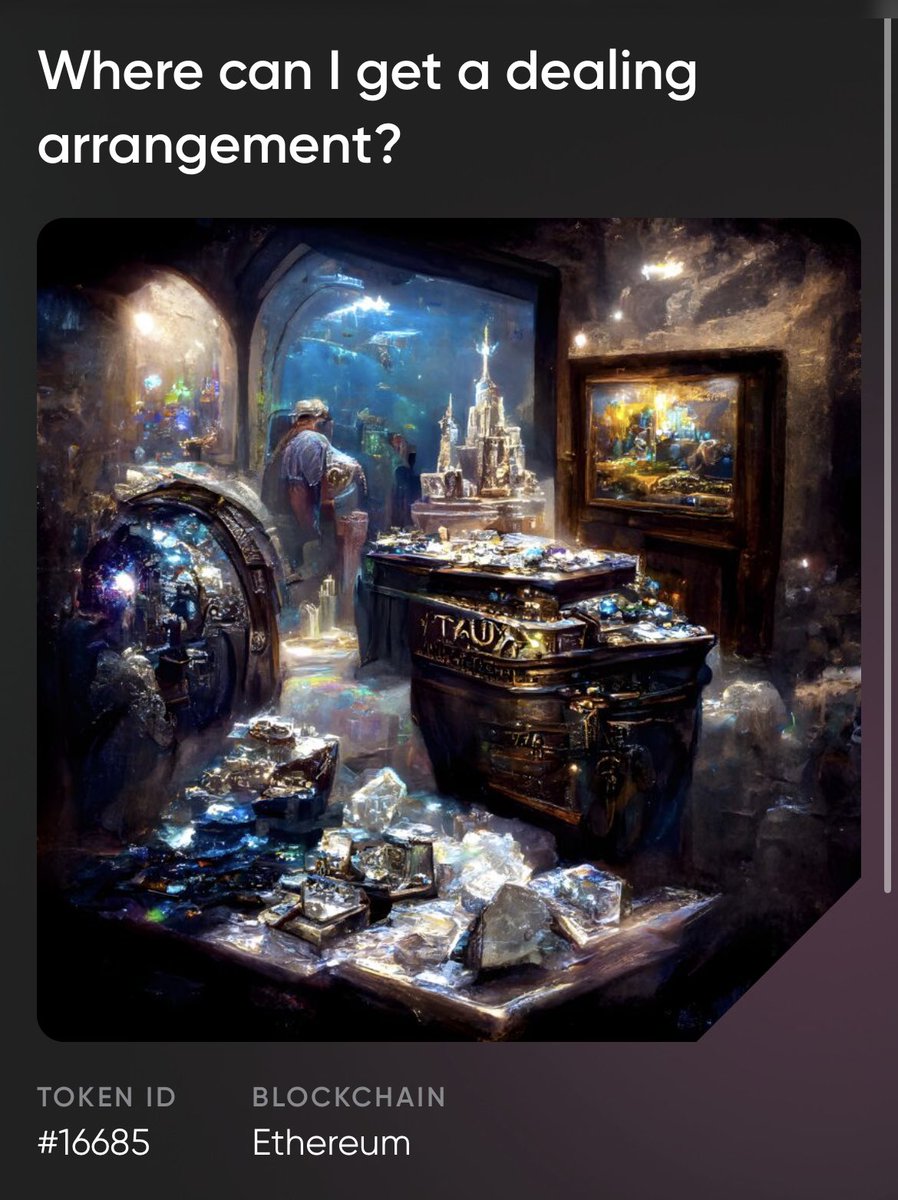 MSLcreations's tweet image. There is.. a certain magic to this piece 💫.. “Where can I get a dealing arrangement?” #nonfungibleintelligence #aiart #thingieart #original