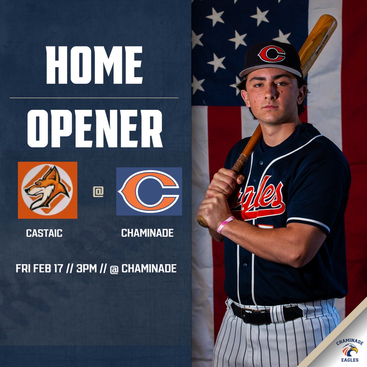 ChaminadeBaseball (@nadebsbl) on Twitter photo The Eagles take on <a href="/castaicbaseball/">Castaic Coyote Baseball⚾️</a> in their home opener tomorrow Friday February 17th. First pitch ⚾️ @ 3PM!!! #SoarAbove🦅<a href="/Chaminadesports/">Chaminade Athletics</a> The Eagles take on <a href="/castaicbaseball/">Castaic Coyote Baseball⚾️</a> in their home opener tomorrow Friday February 17th. First pitch ⚾️ @ 3PM!!! #SoarAbove🦅<a href="/Chaminadesports/">Chaminade Athletics</a>