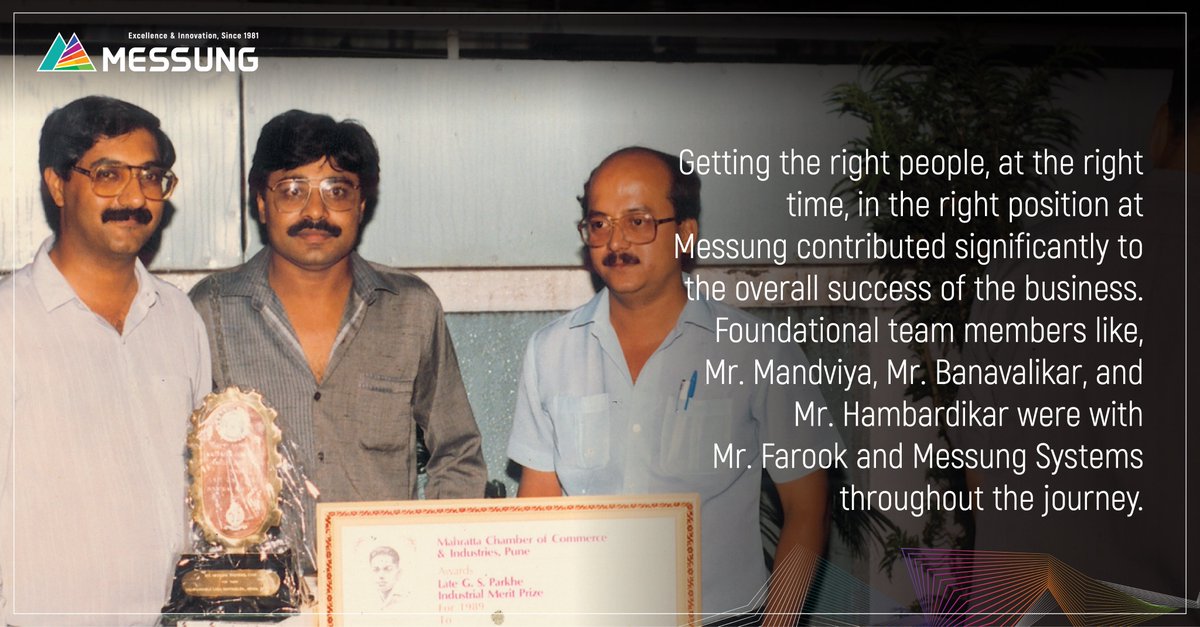 MessungSystems's tweet photo. Mr. Farook appointed Mr. Mandviya to his design department &amp; Mr. Hambardikar to his technical support department. The core team with expertise in the respective departments helped Messung as a business grow steadily. 

#sucessstory #42years #sucess #Messunggroup 
@farookmerchant https://t.co/Z0f8LqNyDJ