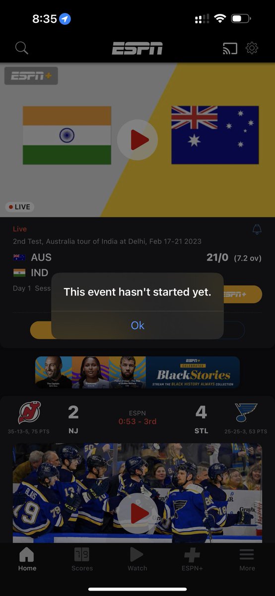 sainathshenoy's tweet photo. @ESPNPlusHelp Deleted the app, reinstalled and still the same. On another screen it says starts Friday. https://t.co/rh81VkEKkq