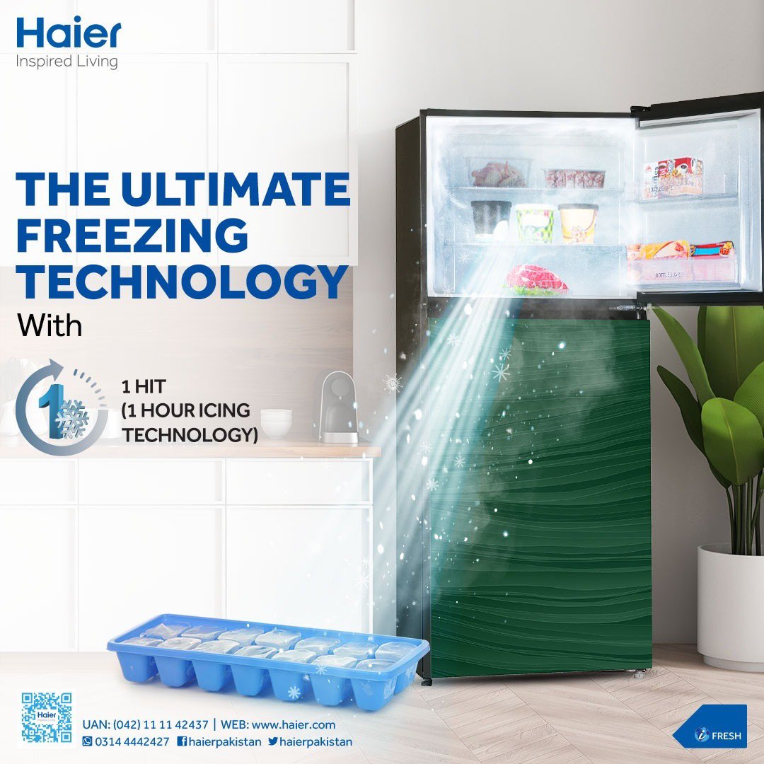 Haier E Star Refrigerator comes with a powerful 1 HIT which makes ice in just an hour, ensuring that you never run out of ice and enjoy chilled beverages whenever you desire

Visit: bit.ly/3pLDSMq

#Haier #InspiredLiving #SmartLiving #HaierRefrigerator #EStarRefrigerator