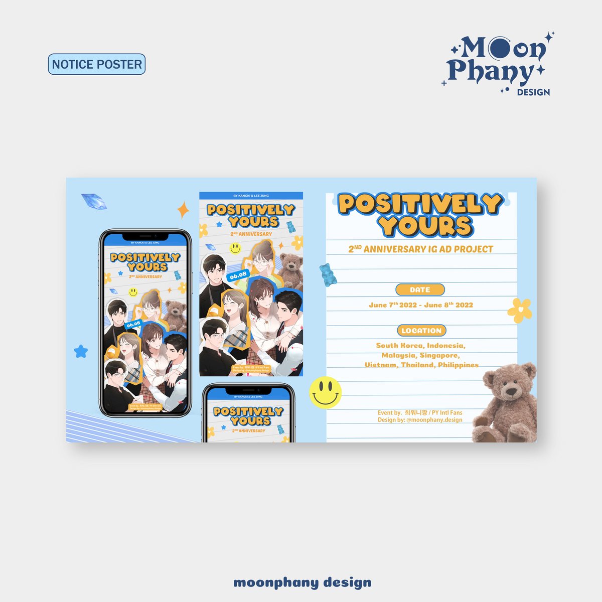 ㅡ positively yours instagram ad notice poster © moonphany design #positivelyyours #noticeposter #designcommission #jasadesain