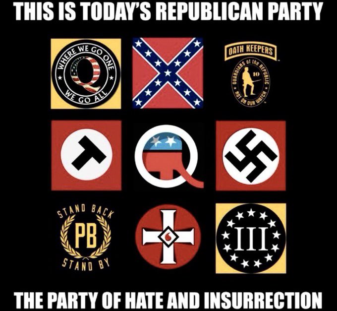 BigBlueWaveUSA's tweet photo. ALL of these flags flew prominently at Trump rallies across the country in 2016 &amp; 2020…with ZERO pushback from any Republicans, especially Mike Pence, Nikki Haley, Ron DeSantis, Ted Cruz, MTG, Marco Rubio, Mitt Romney, Tim Scott, Glenn Youngkin, Mike Pompeo or Chris Sununu. https://t.co/4ebKI38wNx