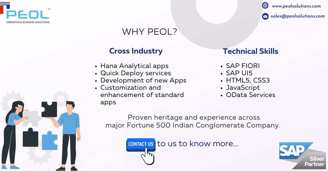 #SAPFiori provides #newuserexperience for #SAPapplications across the enterprise. 
It provides a personalised, responsive & simple experience that reflects the intuitive way humans work.

The right #SAPpartner can help you get most out of #SAPFiori.

Contact us at sales@peolsolut