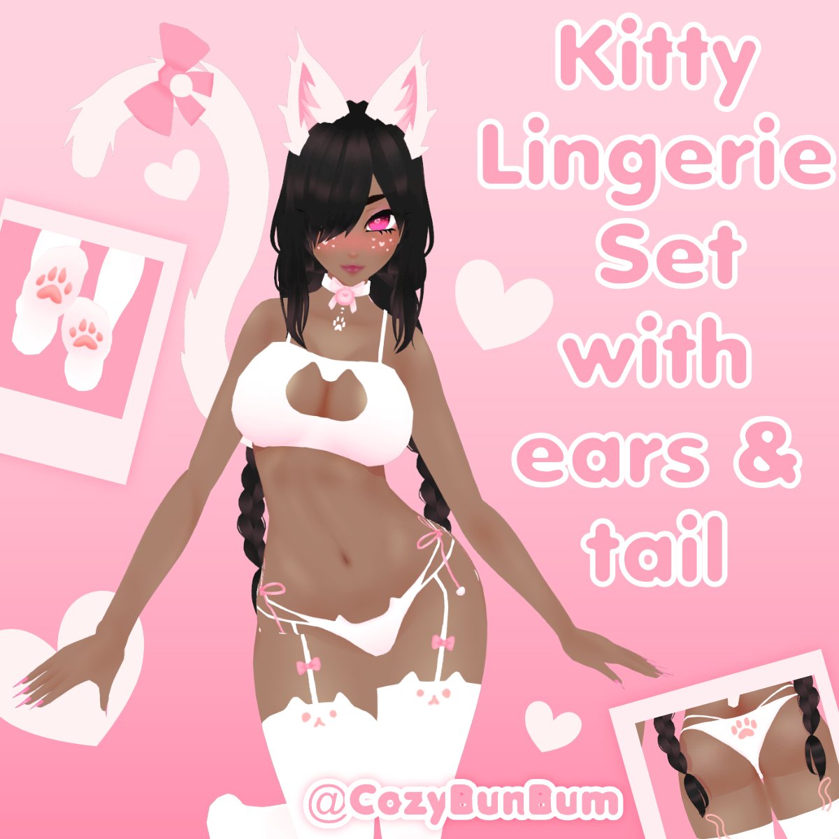 cozybunbunshop's tweet photo. ♥ VRoid Kitty Lingerie Set with Kitty Ears and Tail ♥

Available at:
✧Etsy 🎁 https://t.co/5H0jGBrRJ3
✧Booth 🎁 https://t.co/T7cQKZbOcM

•┈••✦ ❤ ✦••┈•
#VRoidStudio #VRoidClothes #VRoid #VRoidCharacter #VRoidTexture #VRoidOutfit #EnVTuber https://t.co/D9Dk5xBGKC