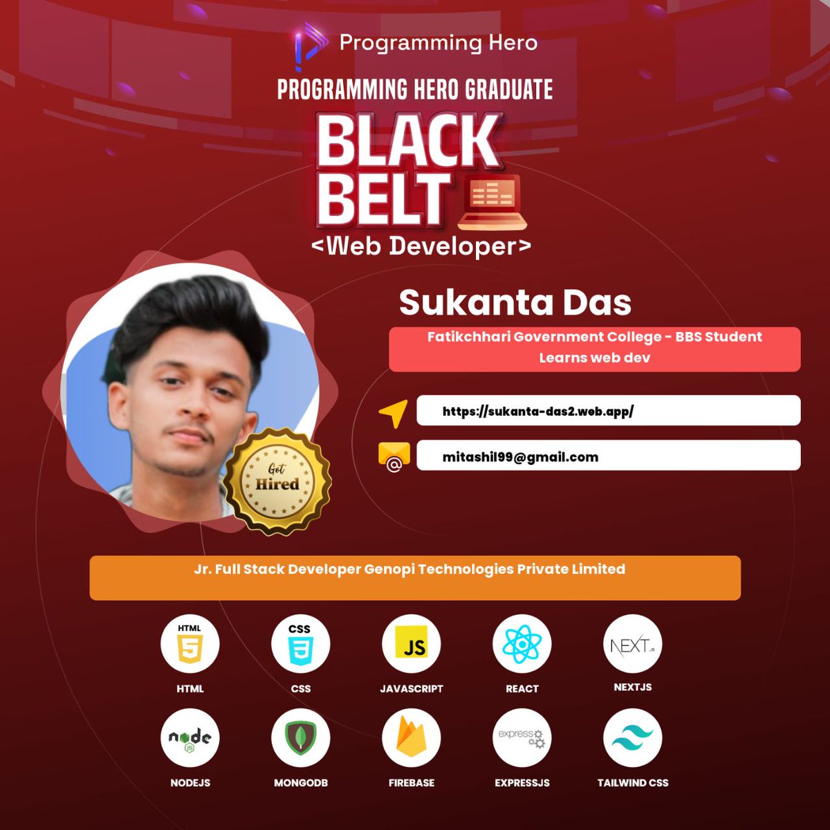 igCristain's tweet image. After 8 months of dedication, struggle, and hard work finally got the highest certificate from Programming Hero.
#longwaytogo
#programminghero #programmer #mern #reactjs