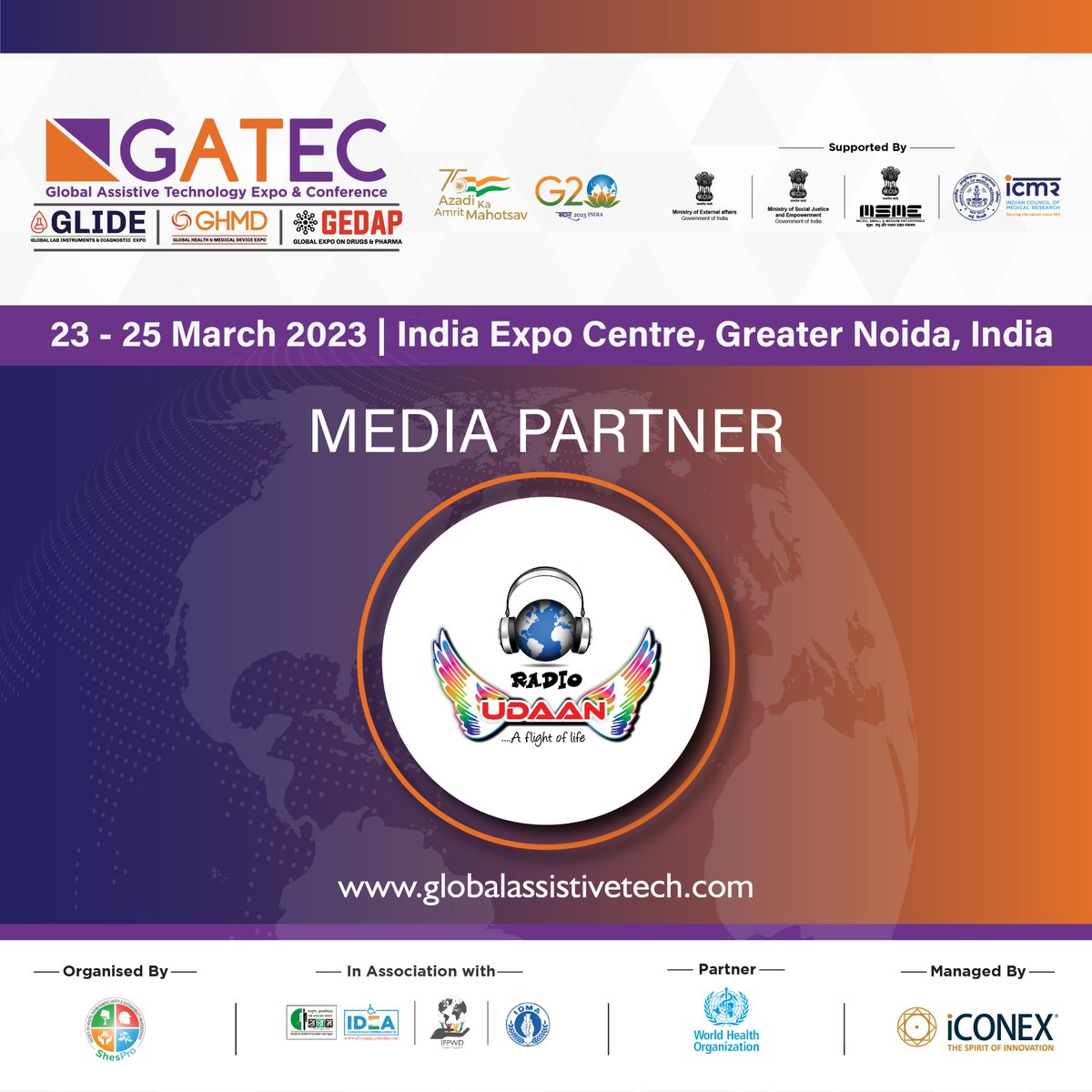 gatecevent's tweet photo. Global Assistive Technology Expo & Conference - GATEC 2023. Warm Welcome to @radioudaan as Media Partner.
To Know More:- https://t.co/jPqanNgHq2
Email Us:- secretariat@globalassistivetech.com
#gatec2023 #gatec #expo #conference2023 #assistivetechnology #radioudaan #mediapartner https://t.co/u0yocsipPR