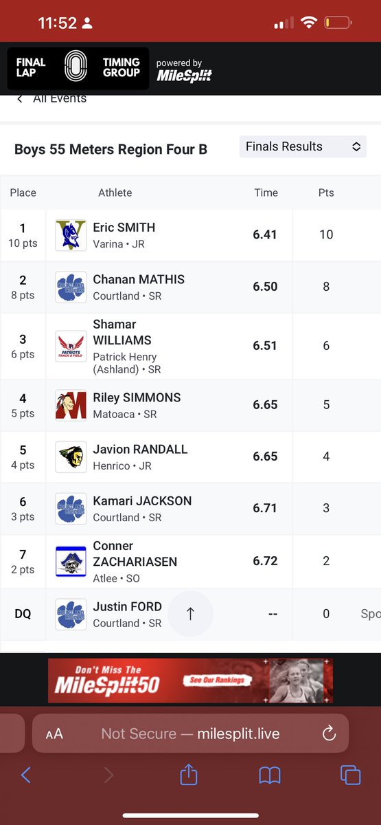 ChananMathis18's tweet photo. Had an amazing regionals meet with pr's in the 55m, 300m, and triple jump! https://t.co/VTevTJvu7L