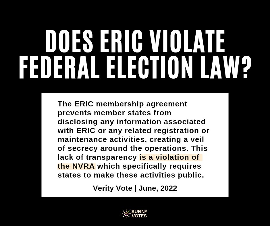 SunnyVotesFL's tweet photo. The ERIC membership agreement puts yet another lock on the digital black boxes our election records are stored in.

https://t.co/Mh230lcukY

#publicrecordsarentpublic #ERIC #NVRA #digitalblackbox #verityvote https://t.co/CYMGwu1v00