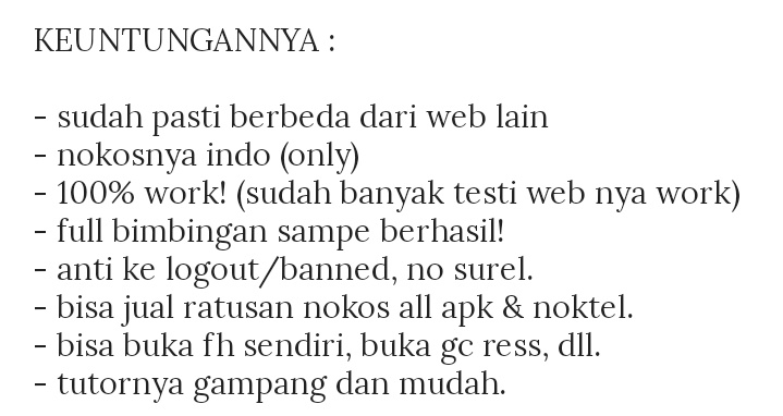 hai, aku jual tutor nokos indo ya, keuntungannya bisa baca pict dibawah. dm atau wa aja #zonauang