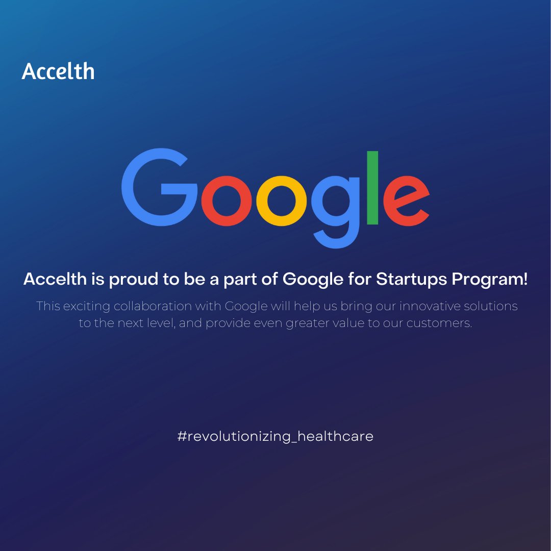 accelth's tweet photo. We're over the moon to share that @accelth  has become a part of the @GoogleStartups program! This exciting #collaboration with Google will #help us bring our innovative solutions to the next level and provide even greater value to our customers. 
#GoogleForStartups #Accelth https://t.co/Lj3wTgoMuC