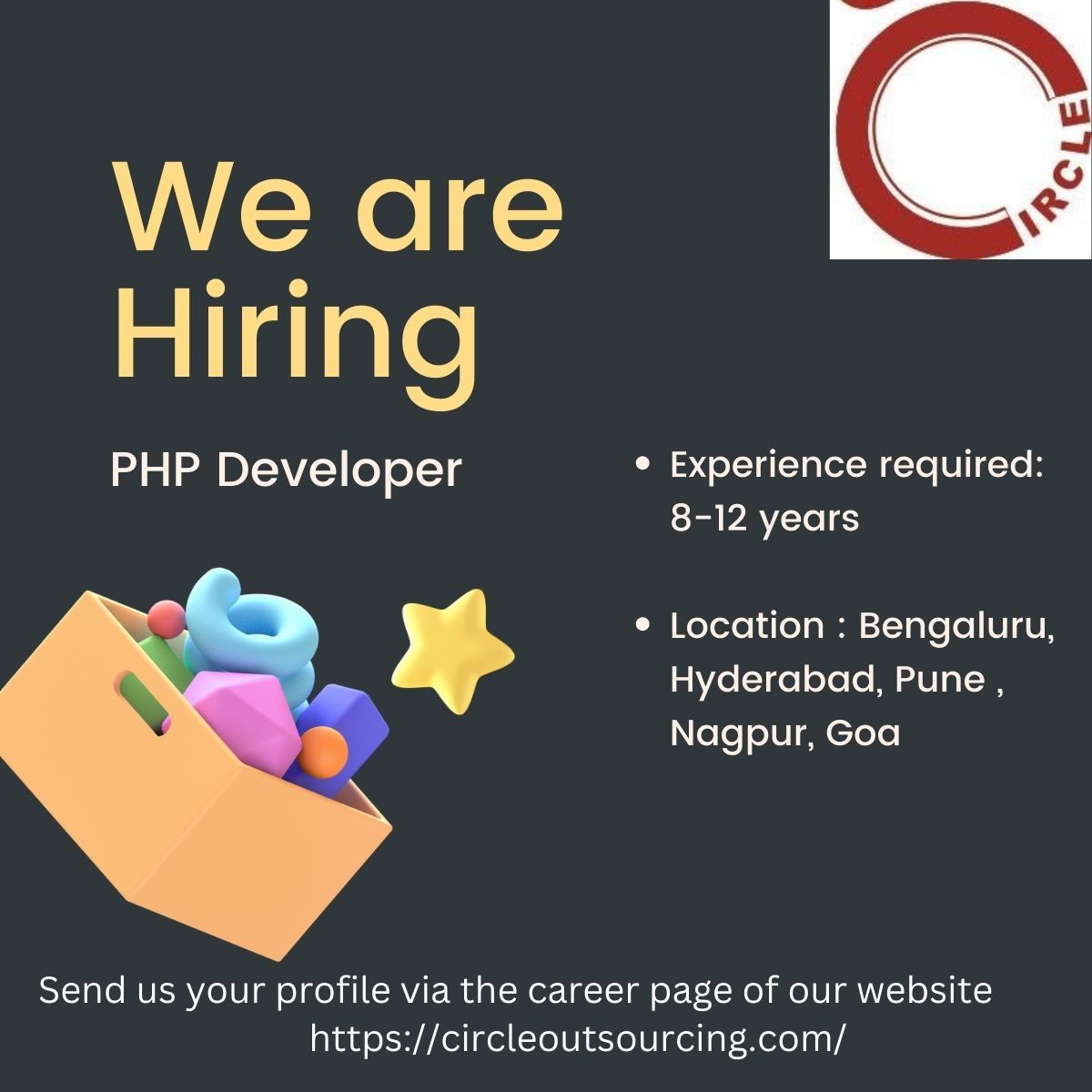 circleHR_'s tweet image. Job opportunity with one of our esteemed clients. Apply via the career page of our website.
circleoutsourcing.com
#phpdevelopers #phpjobs #phpdeveloperjobs #circleoutsourcing