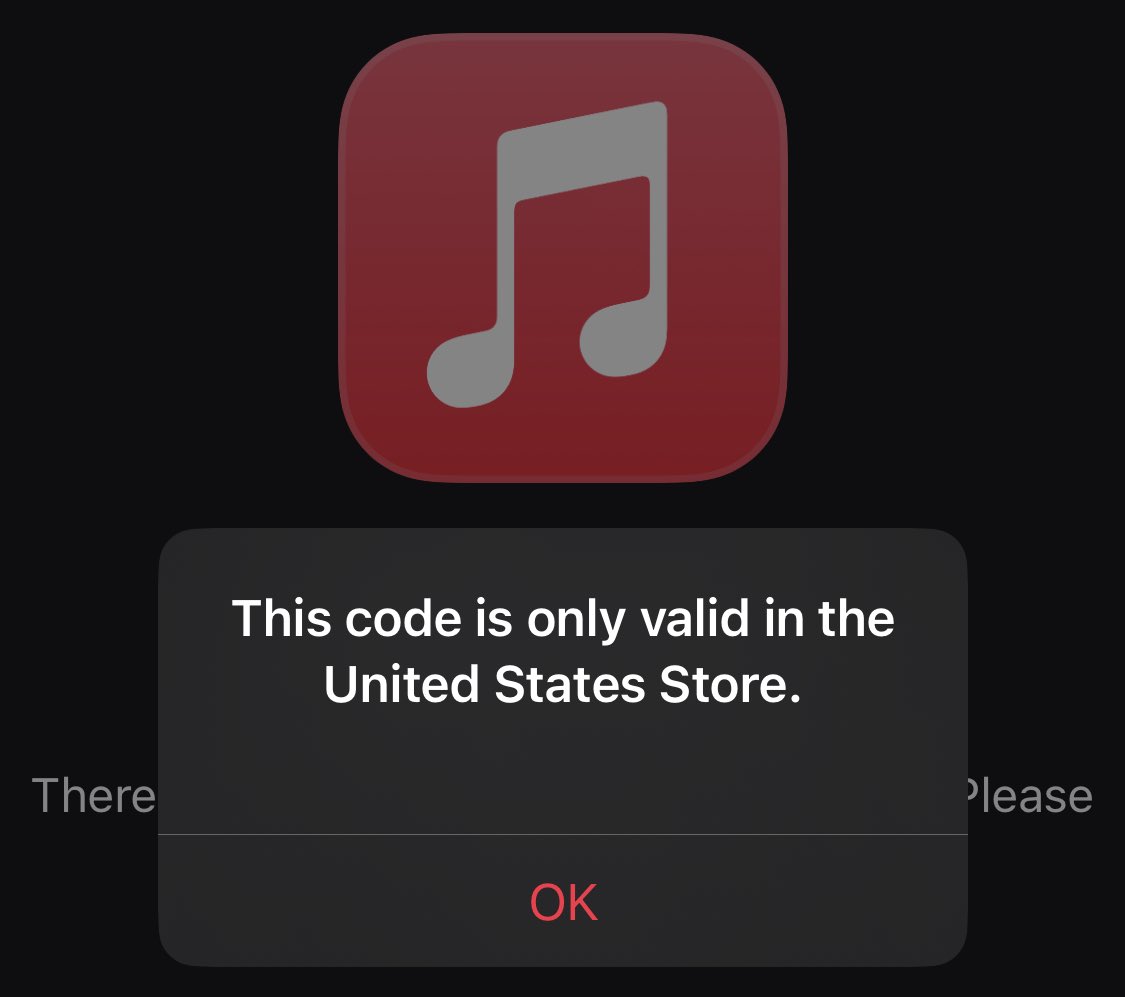 ThatBryanDavies's tweet photo. @XboxGamePass did you know that the apple music and apple tv perks do not work for Canada subscribers. You just get an error saying the code is only code the US Store. https://t.co/AgvNH35tNT