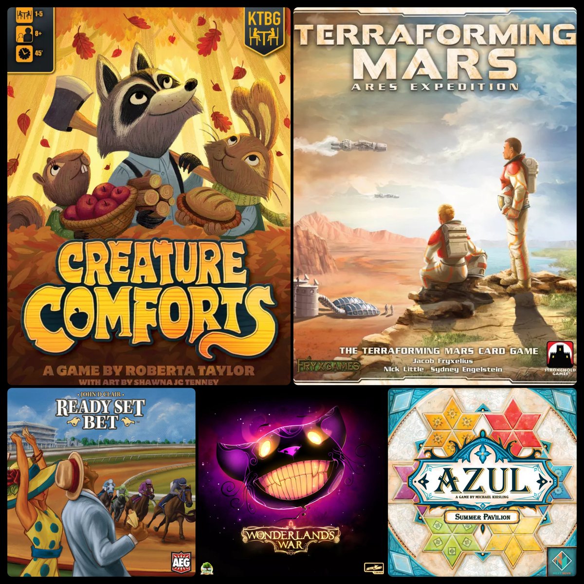 GOBfest Schedule - Saturday 2:00PM - 4:00PM
Tournament: Azul: Summer Pavilion
Creature Comforts
Ready Set Bet
Terraforming Mars: Ares Expedition
Wonderland's War
#yeg #boardgames #gobfest2023