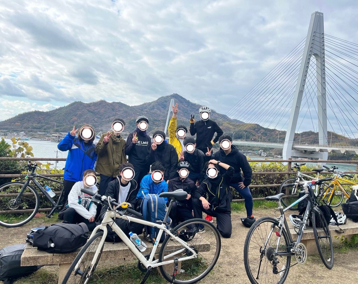 昨年の2022年12月の合宿では
”しまなみ海道サイクリング"(113km）を行いました。

■サイクリングロード以外にも山道や海沿い、市街地を通ります
■一泊2日コテージ泊
■しまなみの海や柑橘畑が綺麗でした